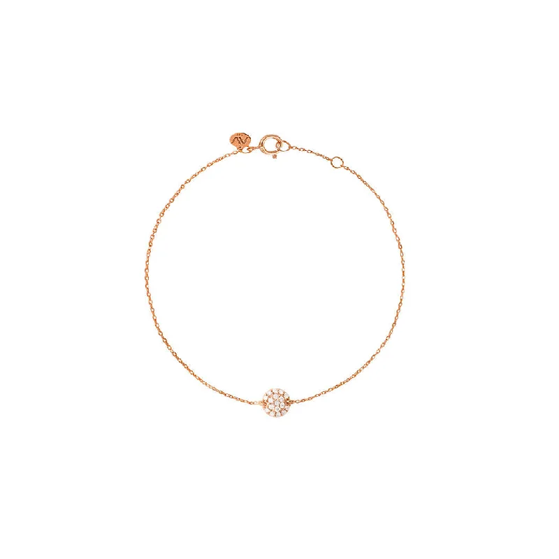 Round Pave 18K Rosegold Bracelet w. Diamonds