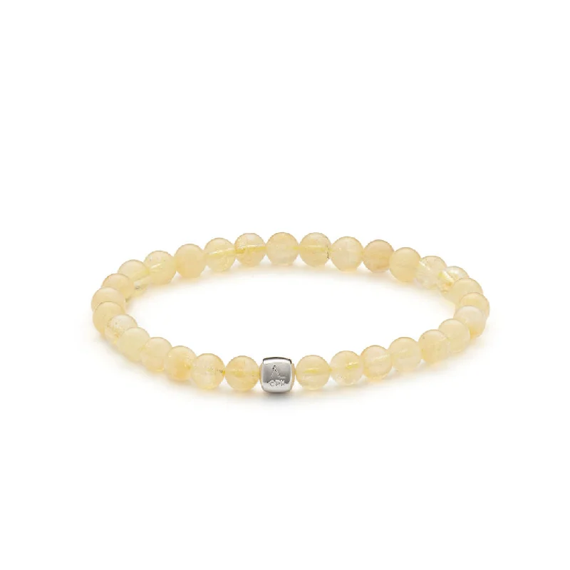 (6mm) Silver Bracelet w. Citrine