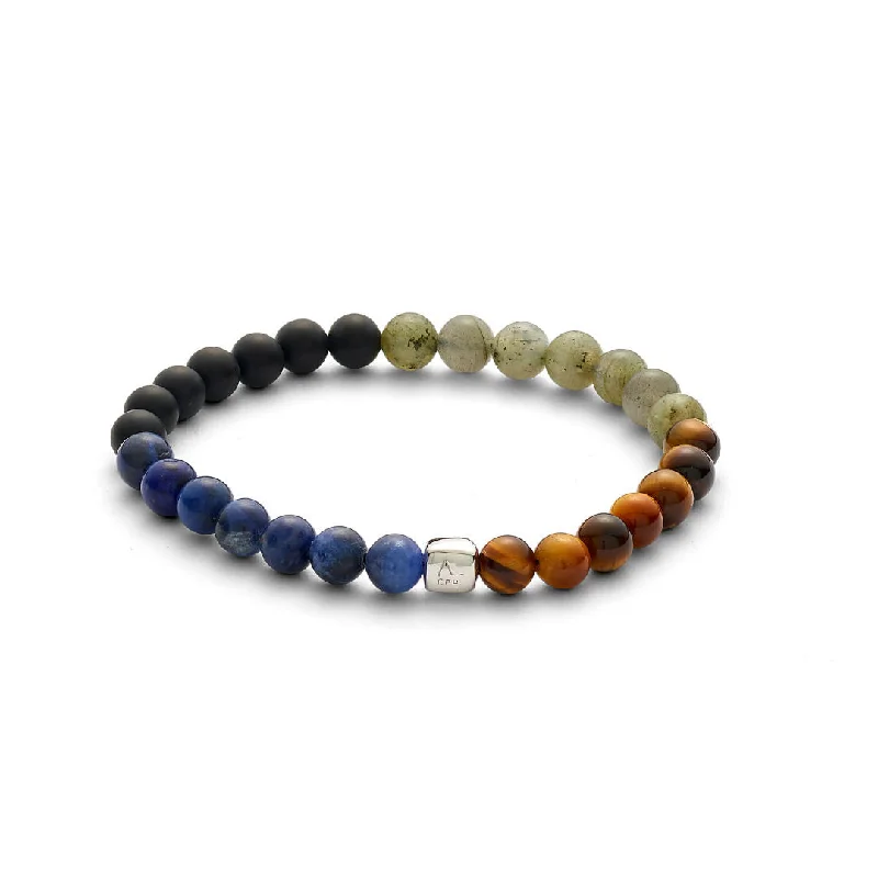 ColorUp Goa (6mm) Silver Bracelet w. Onyx, Tiger's Eye & Laboradorite