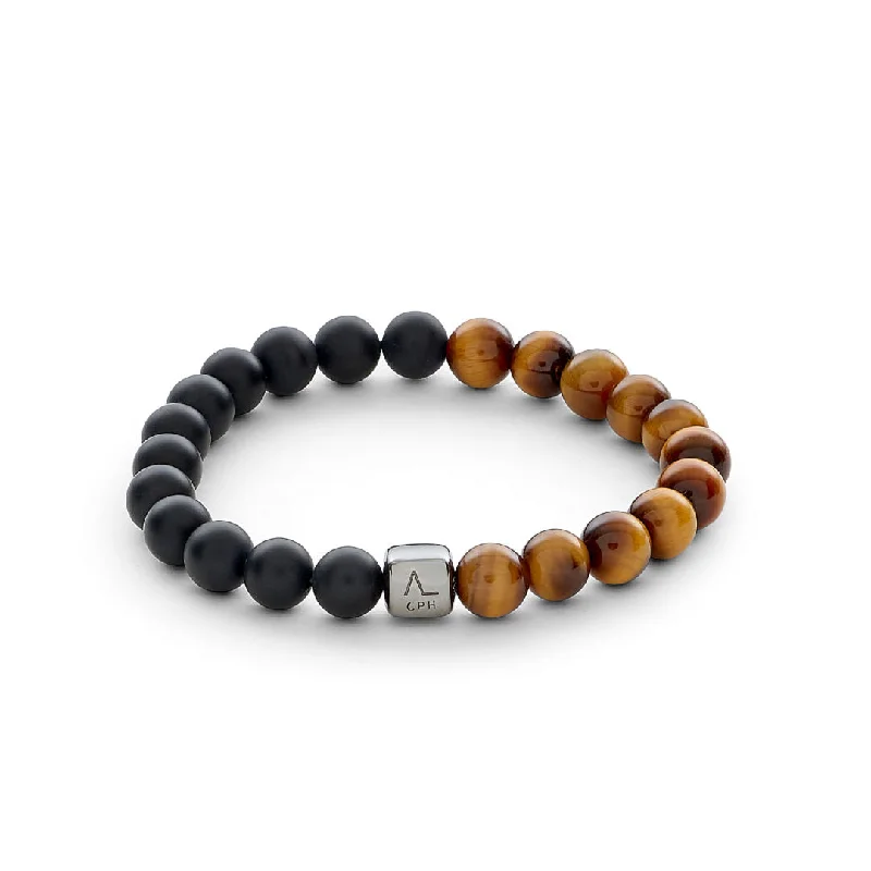 ColorUp London (8mm) Silver Bracelet w. & Tiger's Eye