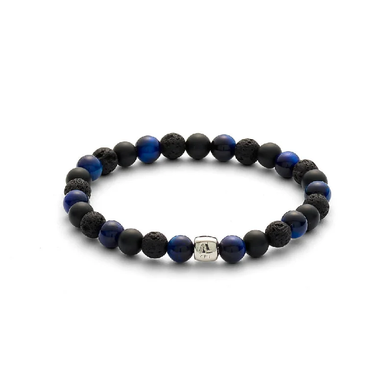 ColorUp Paris (6mm) Silver Bracelet w. Tiger's Eye & Onyx