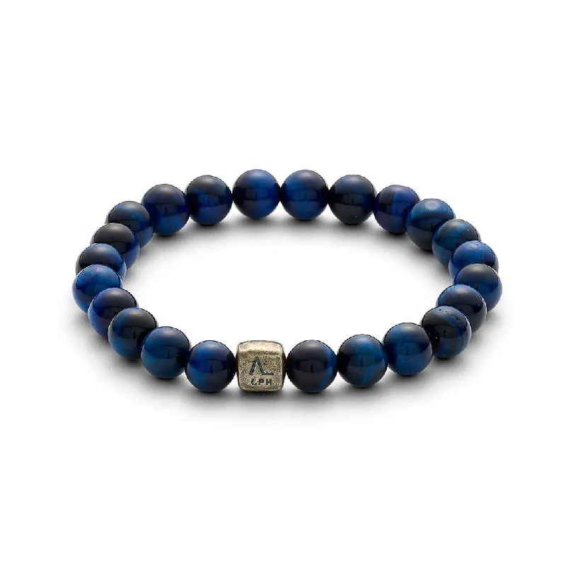 ColorUp (8mm) Silver Bracelet w. Blue Tiger's Eye