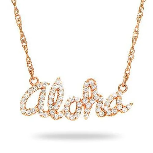 18" Aloha Necklace in Rose Gold with Diamonds