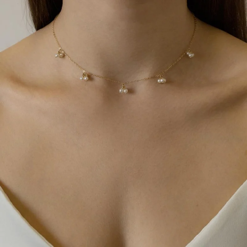 Baby Pearl Trio Station Necklace