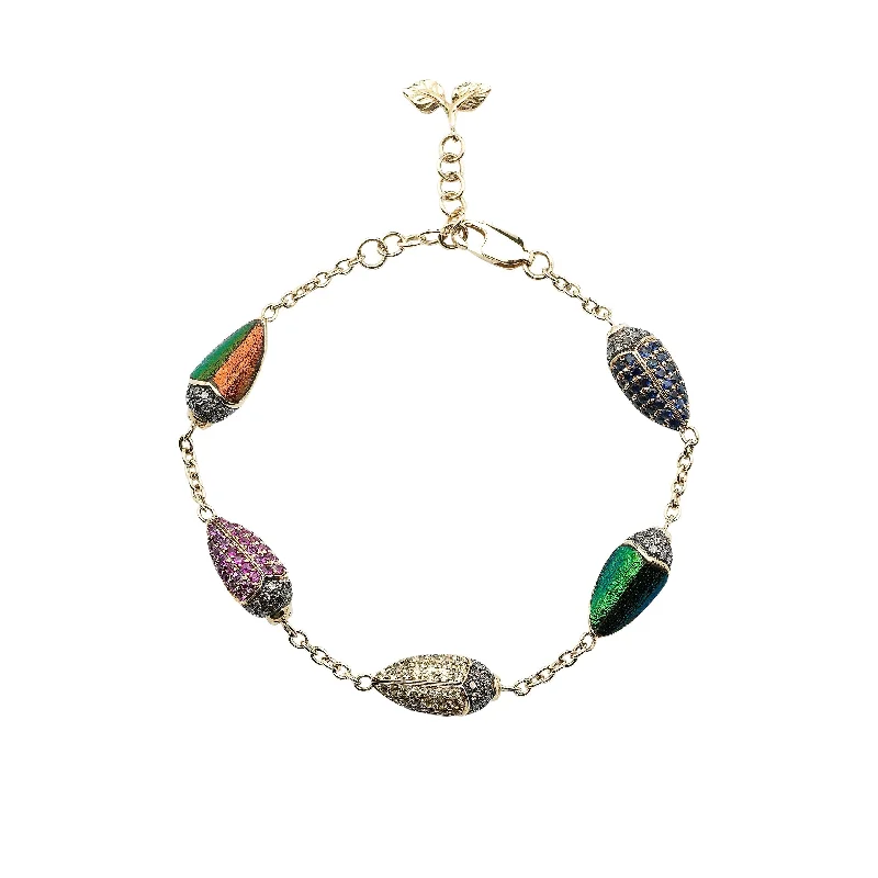 Scarab Multicolor 18K Gold & Silver Bracelet w. Sapphires & Tsavorites