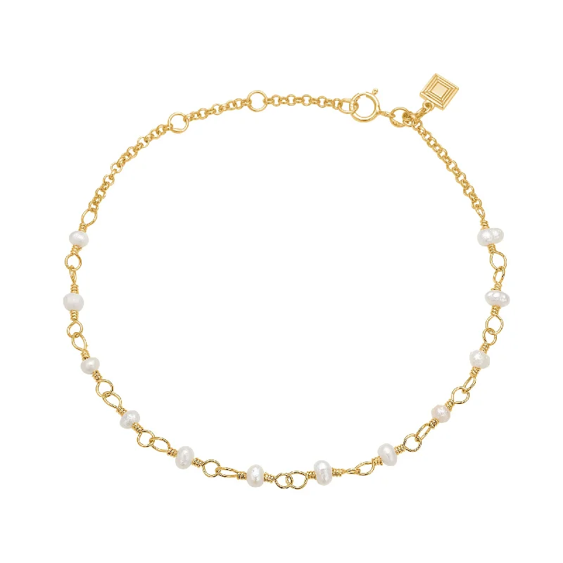 Reef 18K Gold Plated Bracelet w. Pearls