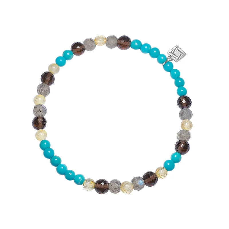 Silver Bracelet w. Turquoise, Labradorite & Quartz