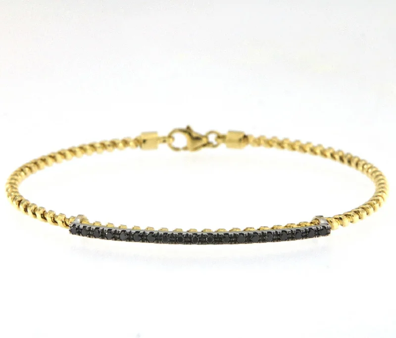 Tubogas 18K Gold Bracelet w. Black Diamonds