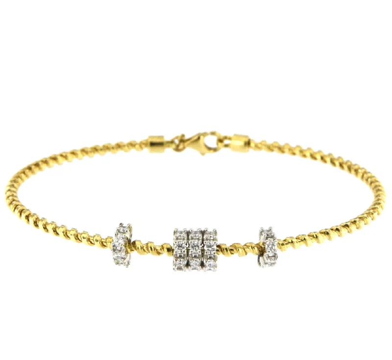 Tubogas Circle 18K Gold Bracelet w. Diamonds