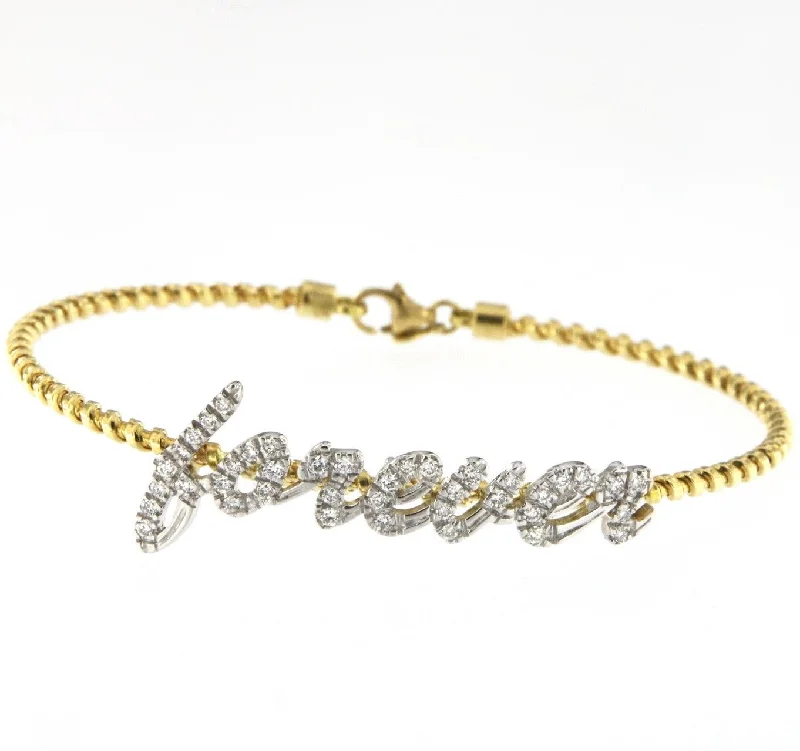 Tubogas 'Forever' 18K Gold Bracelet w. Diamonds