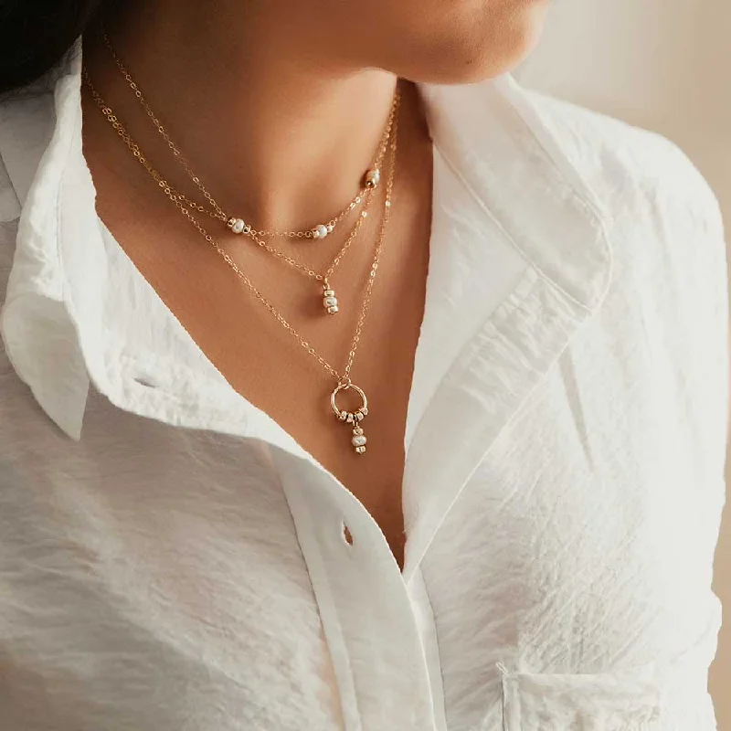 Comfort Collection - White Pearl Drop Necklace