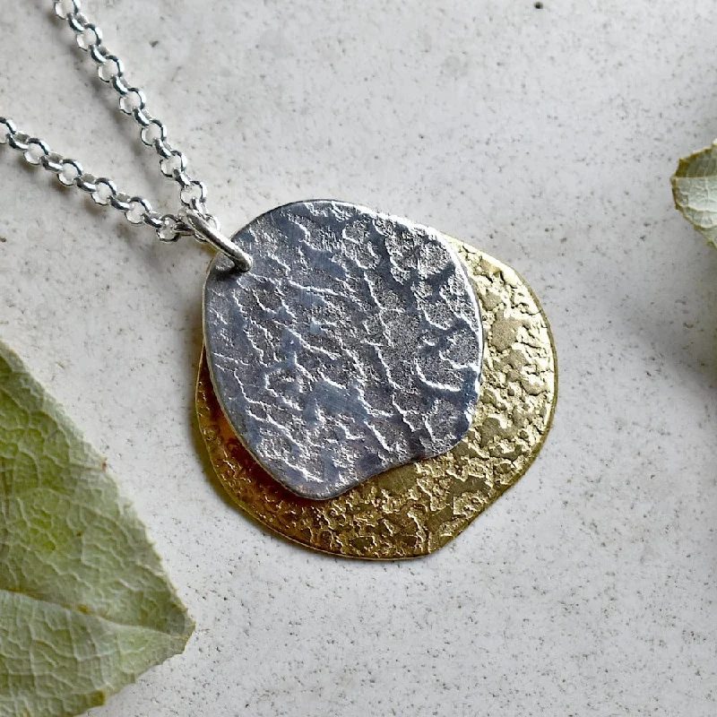 'Concrete & Ashes' Patterned Double Pendant Necklace