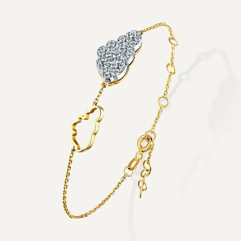 Allusia Love Double Cloud 18K Gold Bracelet w. Diamonds