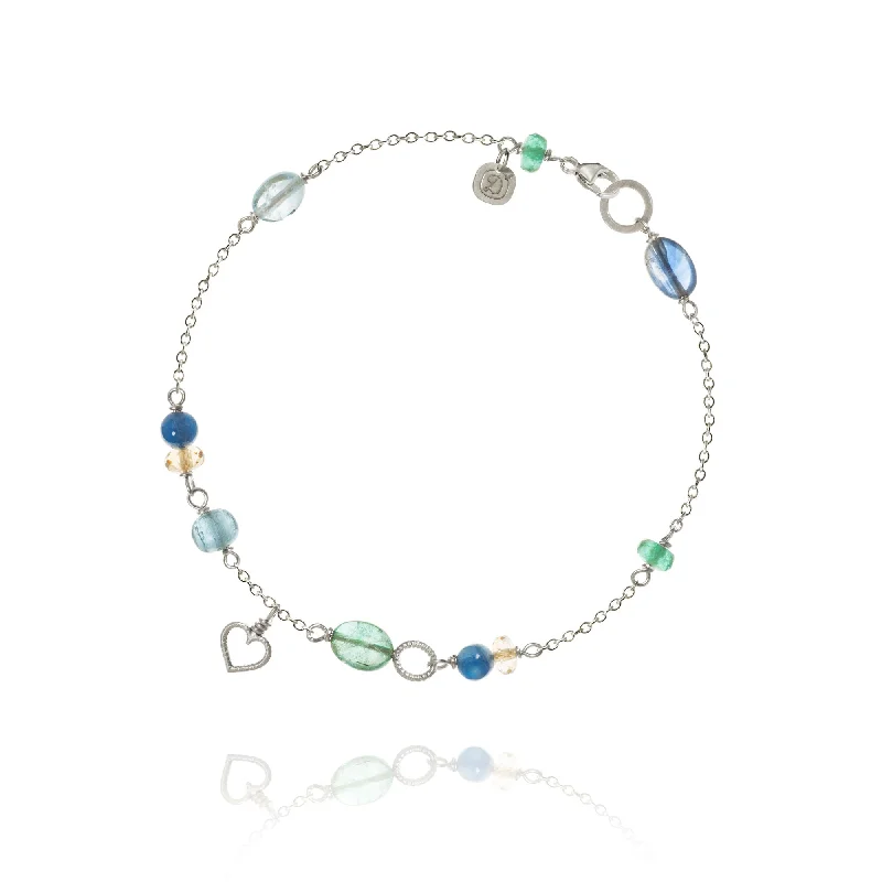 Piccolo Sea Breeze 18K Silver Bracelet w. Gemstones