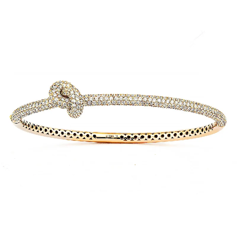 Legacy Knot Pavé 18K Gold Bangle w. Diamonds