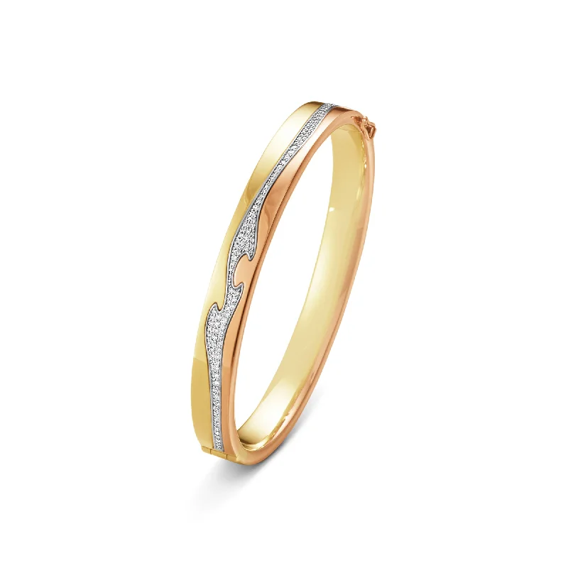 Fusion 18K White Gold, Gold & Rose Gold Bangle w. Diamonds 0.74 ct