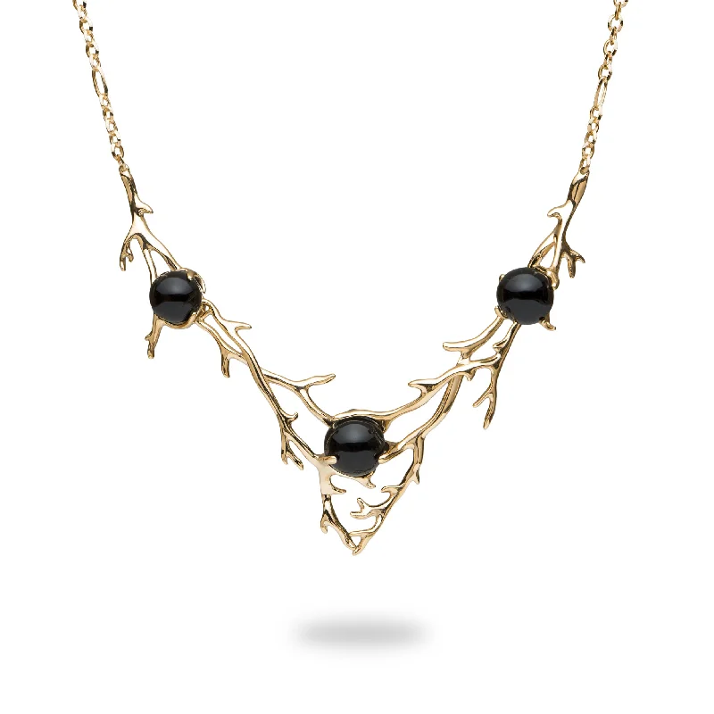 16.5-18" Adjustable Heritage Black Coral Necklace in Gold