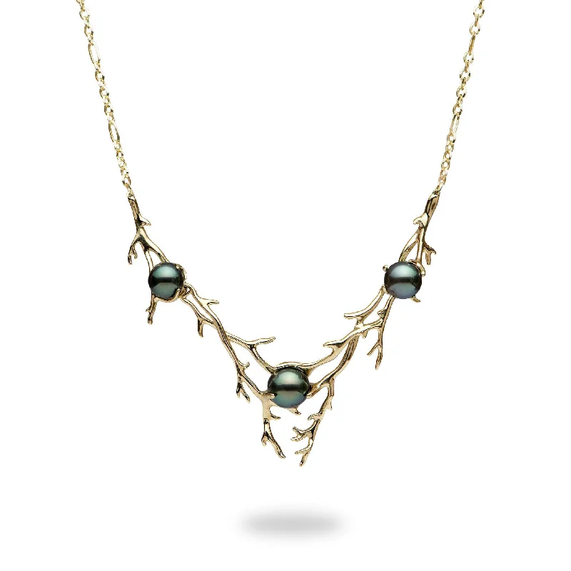 16.5-18" Adjustable Heritage Tahitian Pearl Necklace in Gold