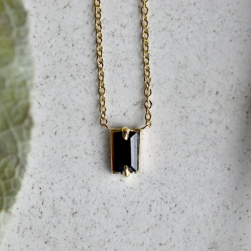 Nova Black Spinel Single Baguette Necklace