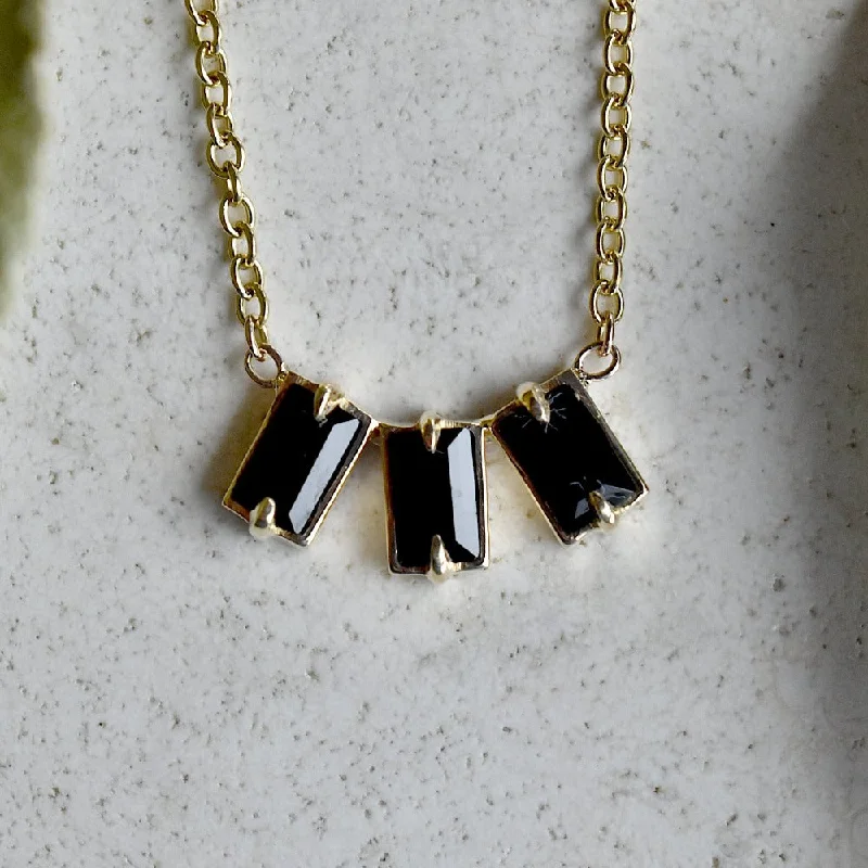 Nova Black Spinel Triple Baguette Necklace