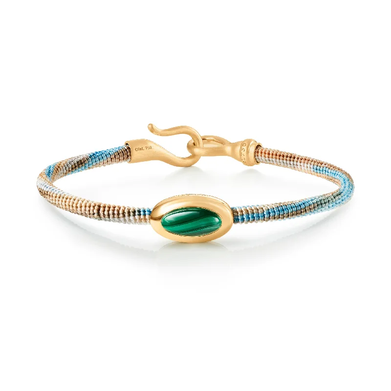 Life 4,5mm Cornflower 18K Gold Bracelet w. Malachite