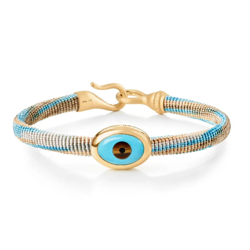 Life 6mm Cornflower 18K Gold Bracelet w. Evil Eye