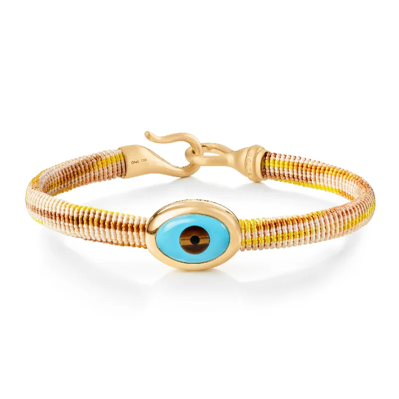 Life 6mm Golden 18K Gold Bracelet w. Evil Eye