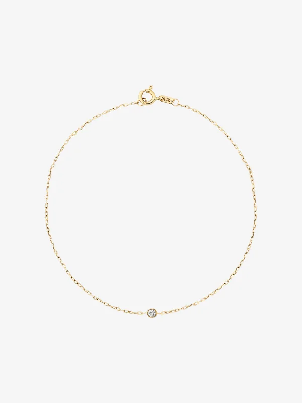 Bezel 0.03 14K Gold Bracelet w. Diamond