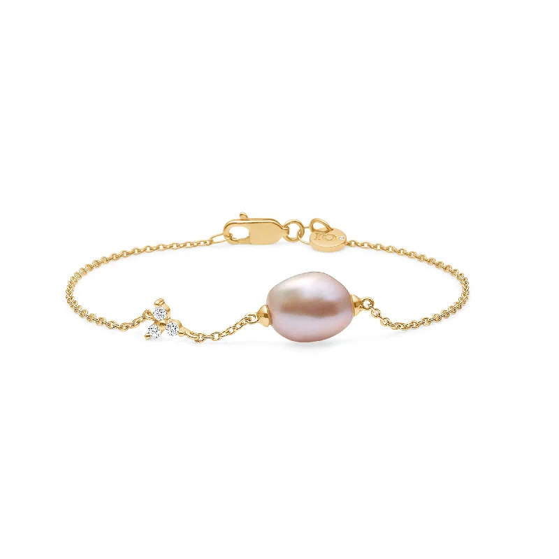 Fryd 18K Gold Bracelet w. Diamonds & Pearl