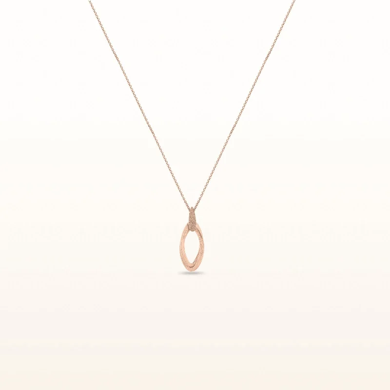 Rose Gold Plated 925 Sterling Silver Double Marquise Shaped Link Pendant