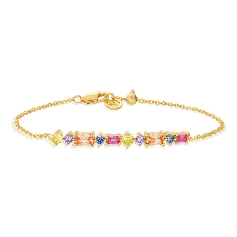 Ivrea 18K Gold Plated Bracelet w. Mixed colored Zirconias