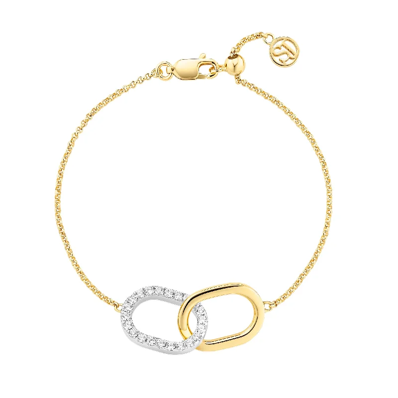 Capizzi Due Piccolo Silver & Gold Plated Bracelet w. Zirconia