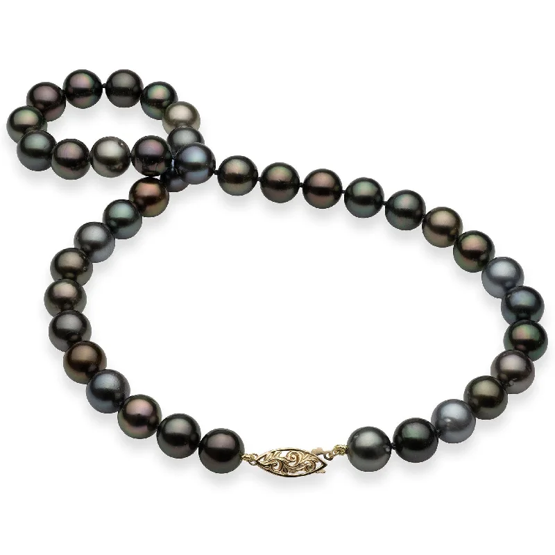 17-18" Tahitian Black Pearl Strand with Gold Clasp - 10-11mm