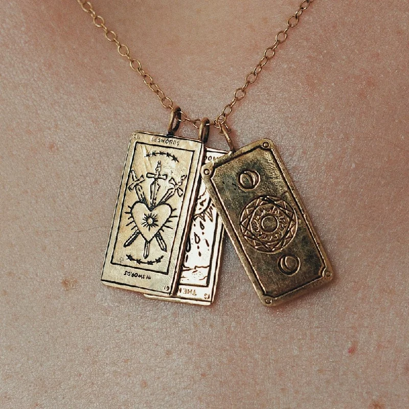 Three of Swords Tarot Card Necklace