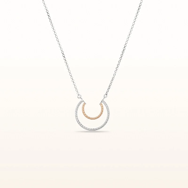 Two-Tone 925 Sterling Silver Open Circle Pendant