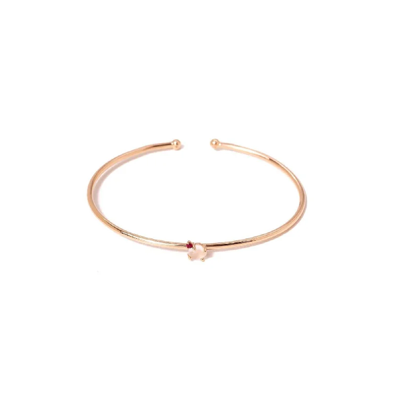 Tiny Cloud 18K Gold or Rosegold Bangle w. Ruby, Sapphires & Tsavorite