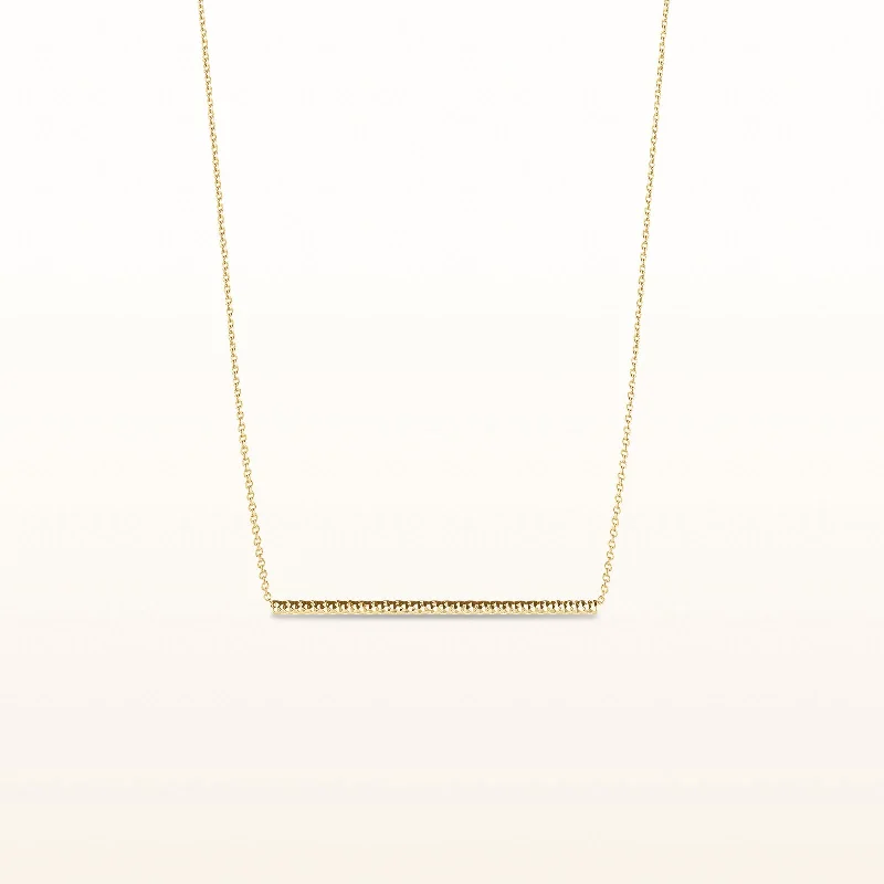 Yellow Gold Plated 925 Sterling Silver Diamond Cut Horizontal Bar Necklace