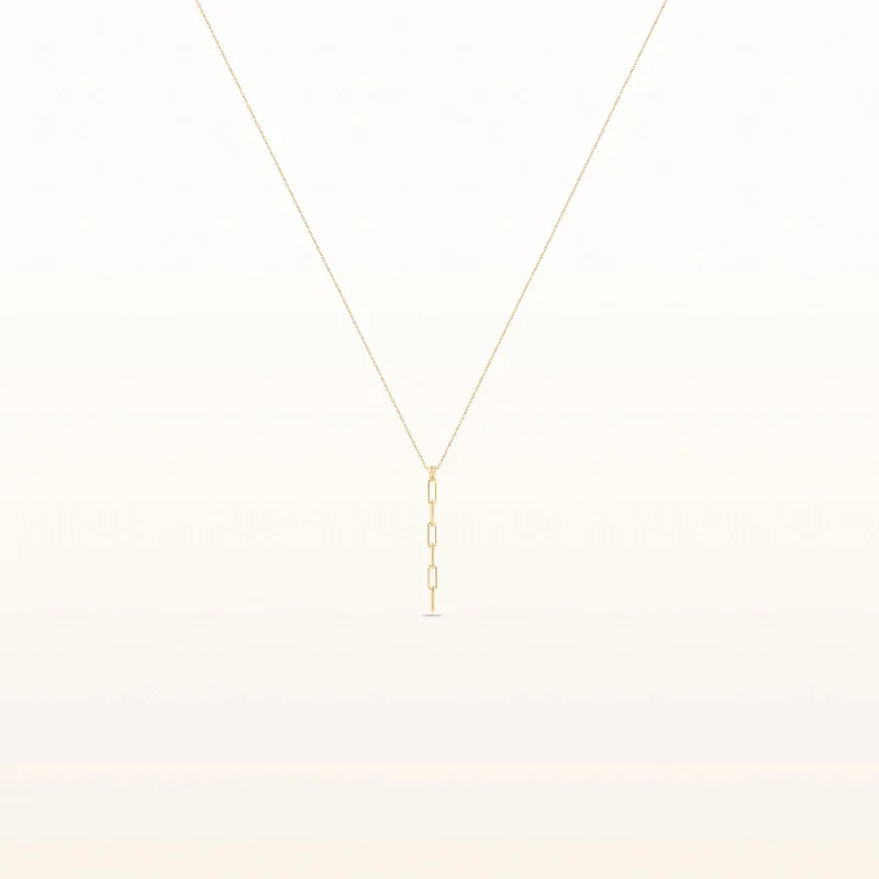 Yellow Gold Plated 925 Sterling Silver Paperclip Drop Pendant