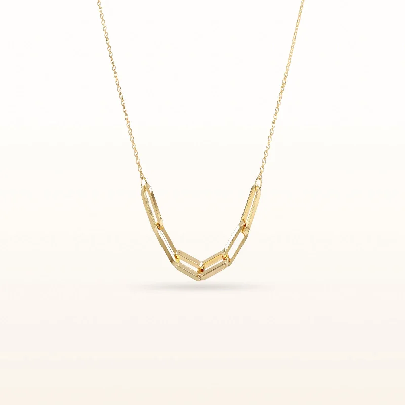 Yellow Gold Plated 925 Sterling Silver Paperclip Necklace